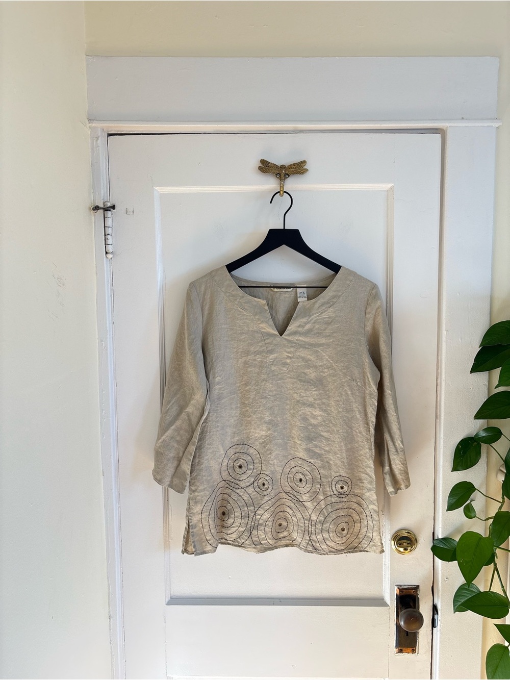 E•col•o•gie 100% Linen Boho Tunic with Circle Design Size Medium